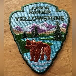 Yellowstone Junior Ranger Embroidered Bear Patch - Blue, Green, Brown